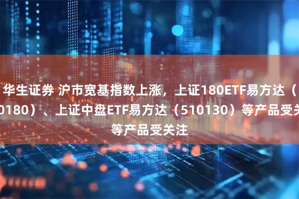 华生证券 沪市宽基指数上涨，上证180ETF易方达（530180）、上证中盘ETF易方达（510130）等产品受关注
